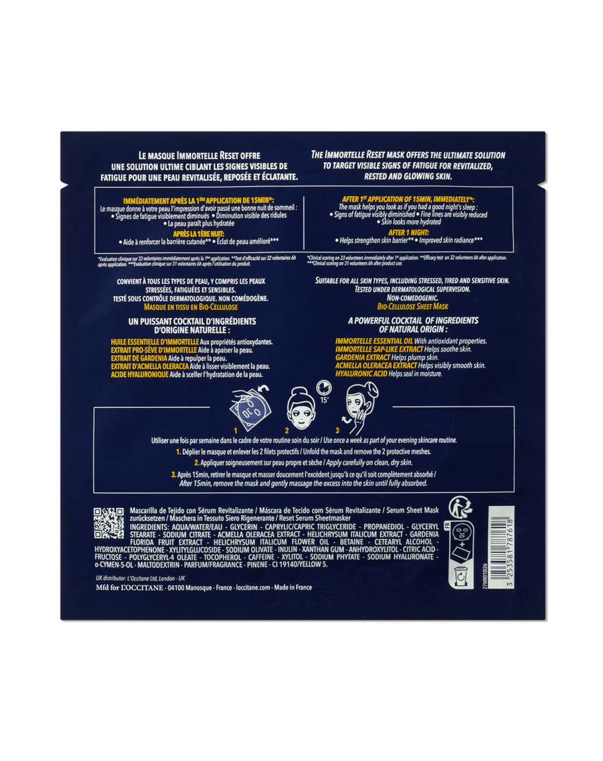 immortelle reset overnight serum sheet mask
