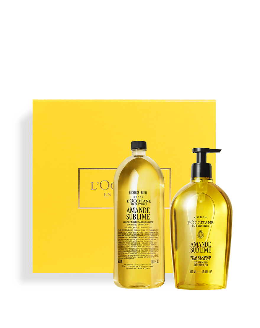 almond shower oil luxury refillable duo